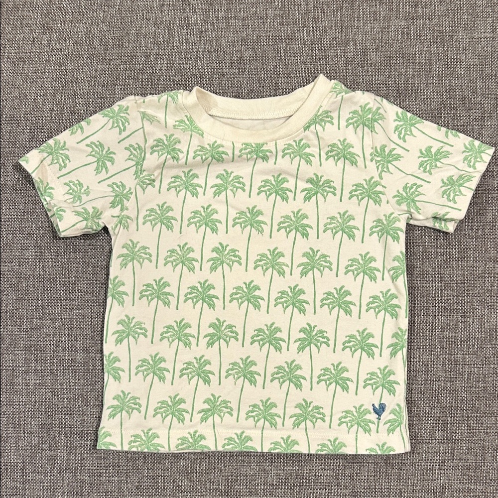 Pink Chicken Green Palm Tree Tshirt, 2Y